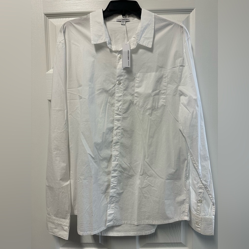 James Perse classic white button down shirt.  Brand new with tags size 3